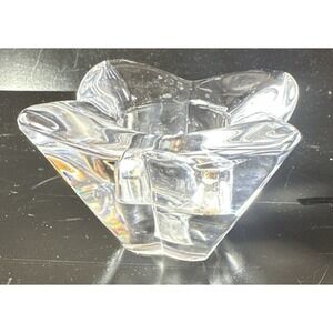 Orrefors Crystal Lotus  Votive Candle Holder Clear Glass Etched (Z7F)
